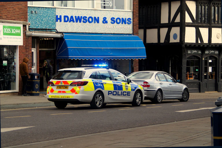 Police car pulling over a driver.