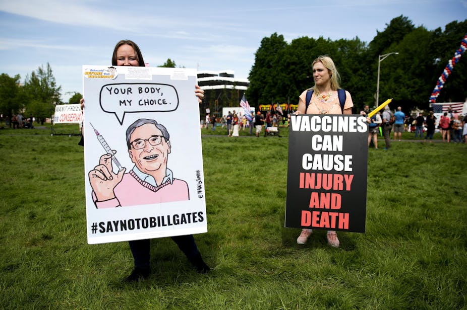Anti-vaccination supporters in Olympia, Wash.