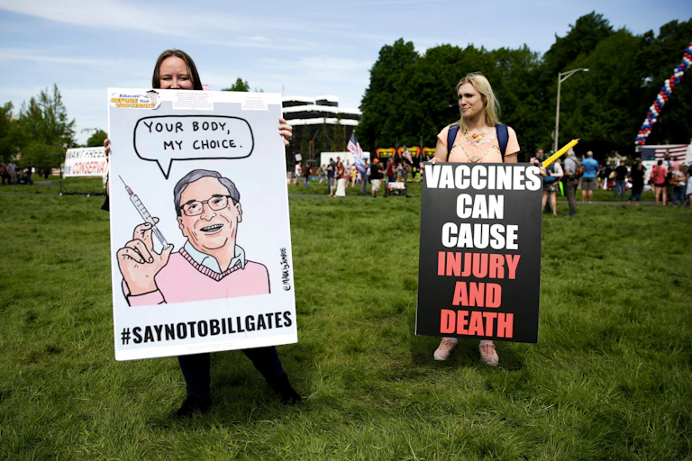 Anti-vaccination supporters in Olympia, Wash.