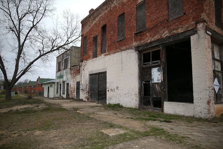 Boarded up buildings in Selma, Alabama.