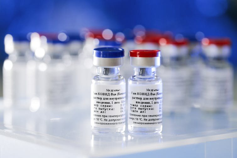 Two vials of a Russian coronavirus vaccine
