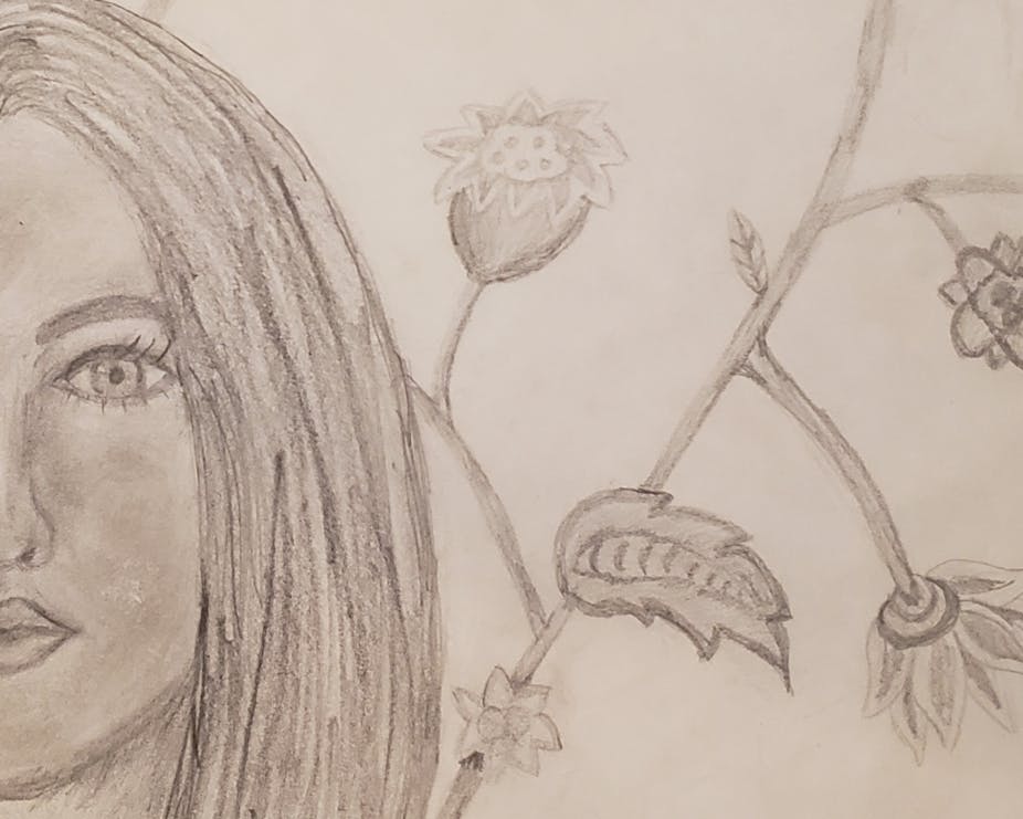 A sketch by the author in her garden.