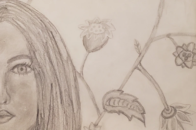 A sketch by the author in her garden.