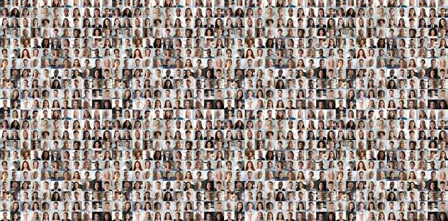 Composite photograph made from hundreds of people's headshots
