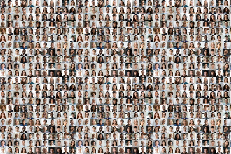 Composite photograph made from hundreds of people's headshots