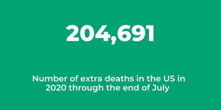 204,691 extra deaths in the U.S. in 2020 through end of July