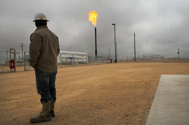 Gas flaring in Texas.