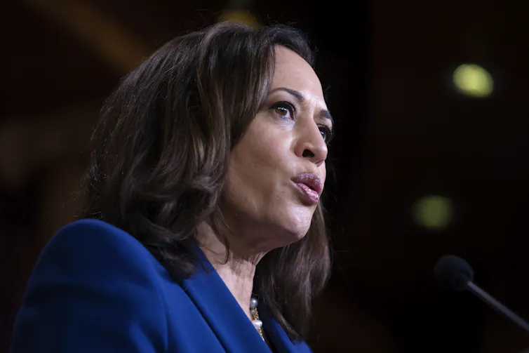 Kamala Harris making a speech