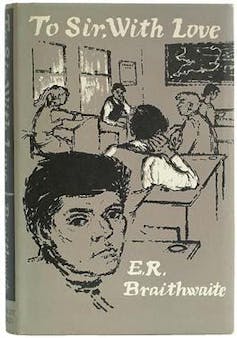 Book cover showing children at school sitting at desks.