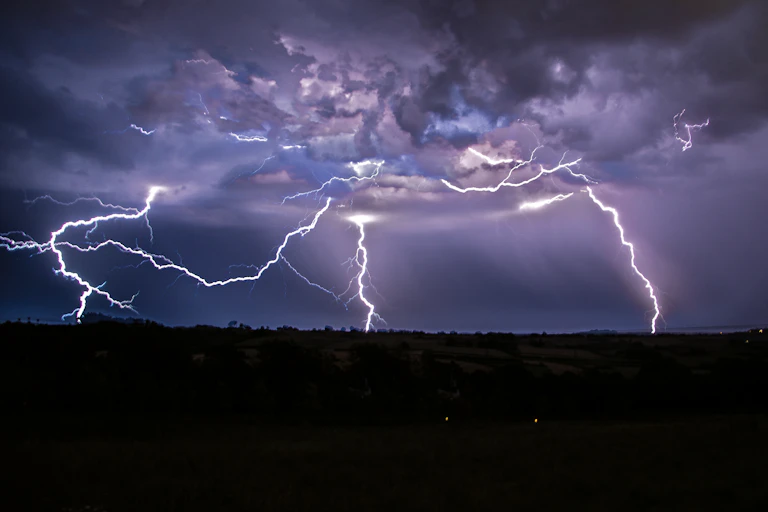 lightning in the sky at night