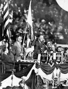 A man gives a speech.