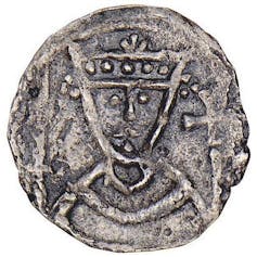 Coin showing head of Danish king Canute VI.