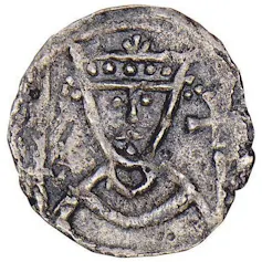 Coin showing head of Danish king Canute VI.