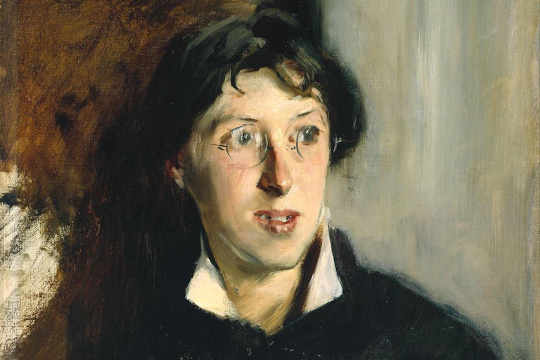 Painting of writer Vernon Lee wearing glasses