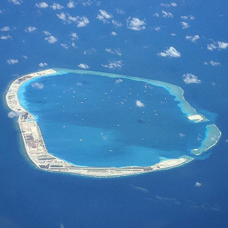 Island reef in South China Sea developed by China.