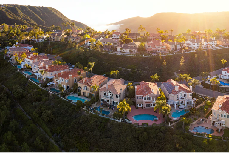 A panoramic photograph of a sunny California city