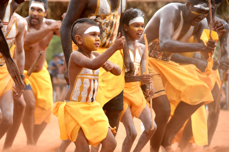 Gumatj clan dancers perform at a festival
