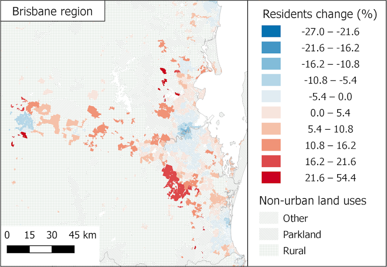 Changes in residential population: Brisbane