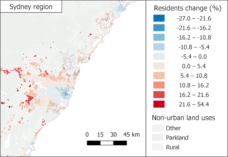 Changes in residential population: Sydney