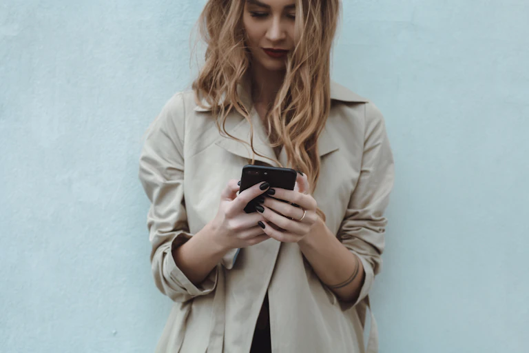 Woman holding smartphone