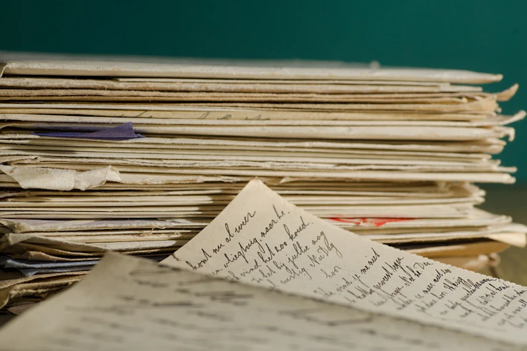 Piles of handwritten letters
