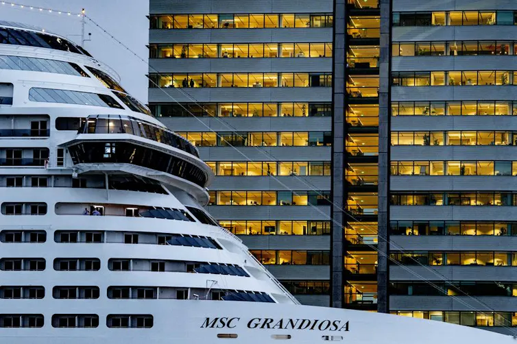 Cruise liner in port of Rotterdam
