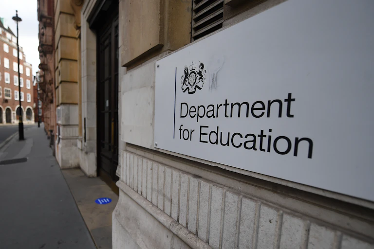 Plaque outside the Department for Education, London.