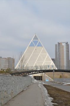 An image of the Palace of Peace, Astana in the full glare of the sun