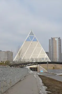 An image of the Palace of Peace, Astana in the full glare of the sun