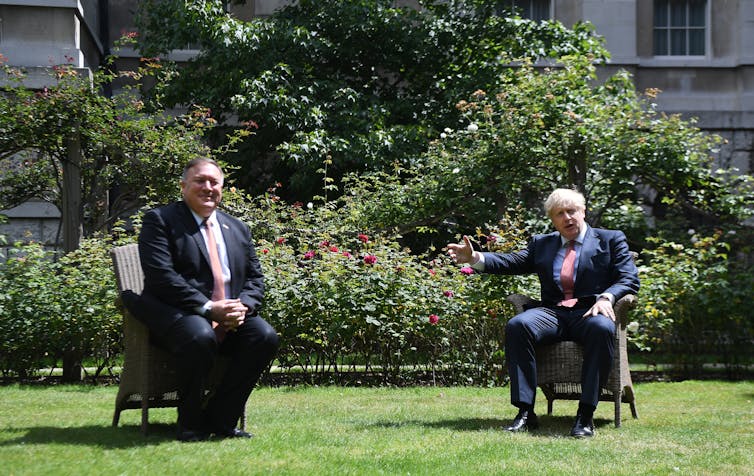 UK premier Boris Johnson meeting US Secretary of State Mike Pompeo in London in July.