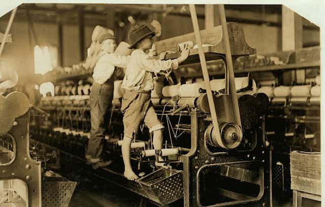 Cotton mill 'helpers' would work all day long.