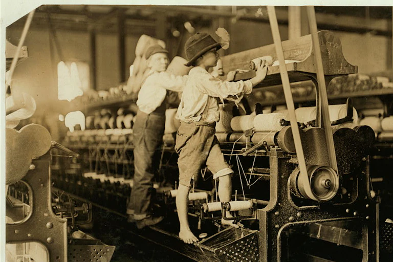 Cotton mill 'helpers' would work all day long.