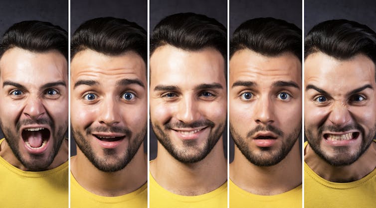 Man showing different facial expressions