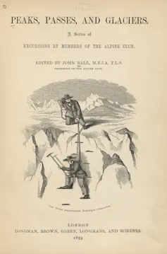 Journal cover with drawing of two men mountaineering.