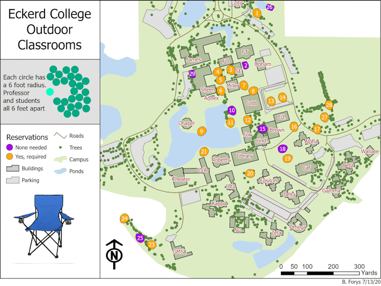 Eckerd College faculty can reserve space to teach outdoors