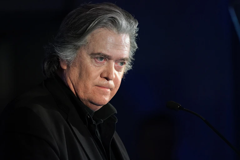 Steve Bannon, at a conference organized by Flemish far-right party Vlaams Belang on December 08, 2018 in Brussels, Belgium.