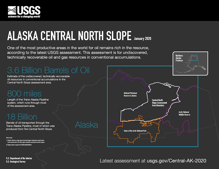 USGS map showing estimated 3.6 billion barrels of oil in Alaska's central North Slope.