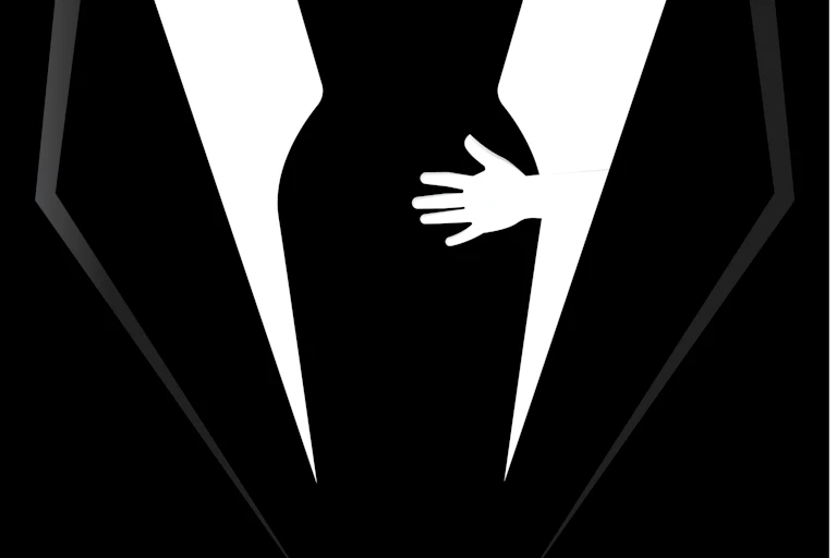 Illustration showing hand on female bottom.