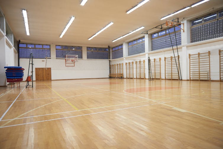 Empty school gymnasium.