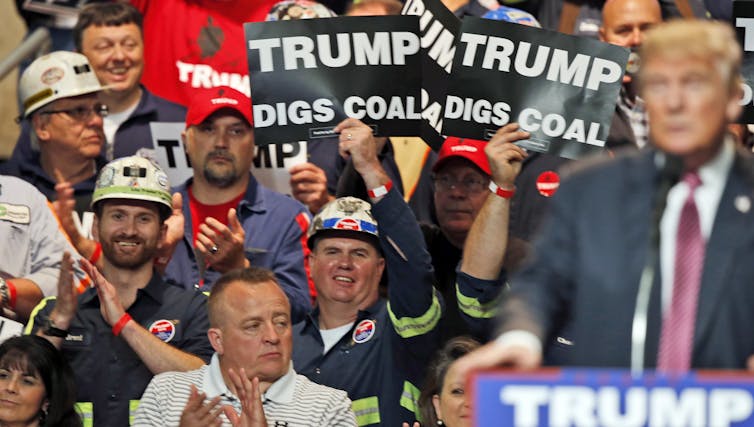 Donald Trump addressing supporters.