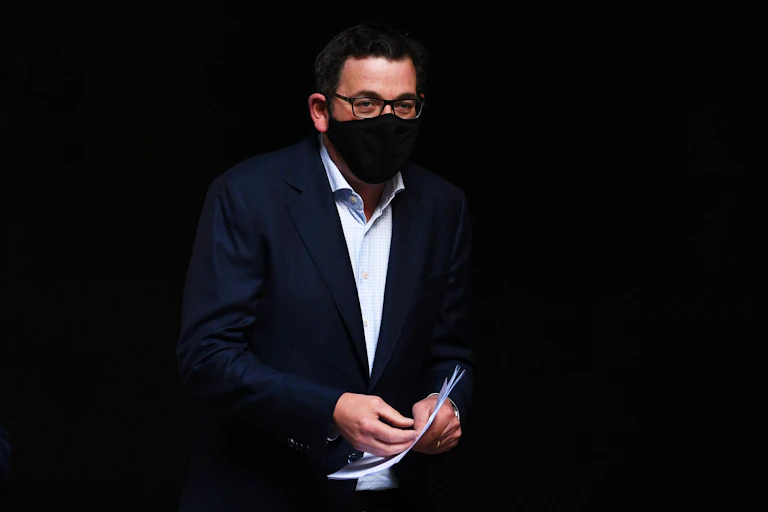 Victorian Premier Daniel Andrews wearing a mask