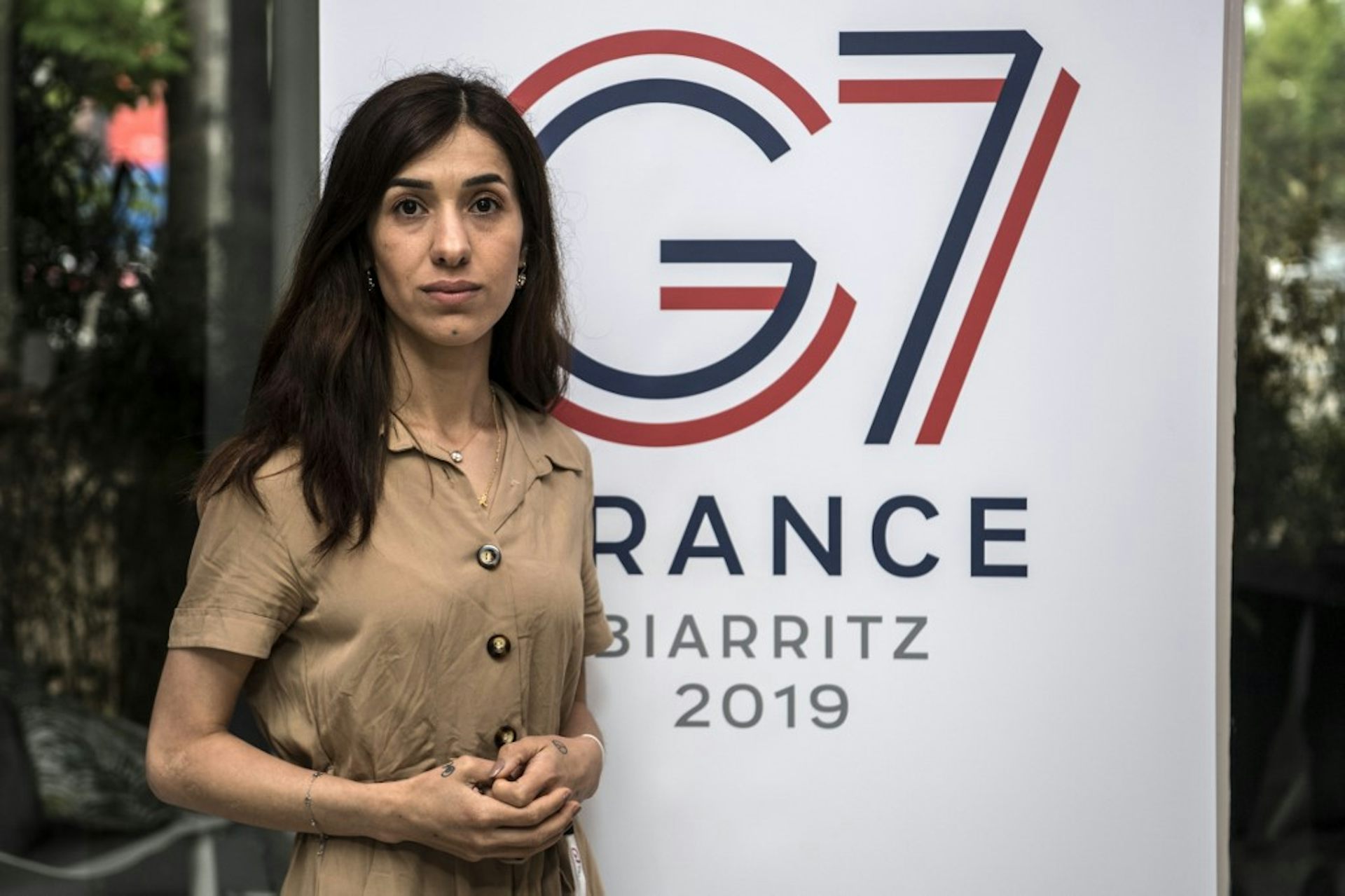 Nadia Murad au G7 en 2019 Biarritz