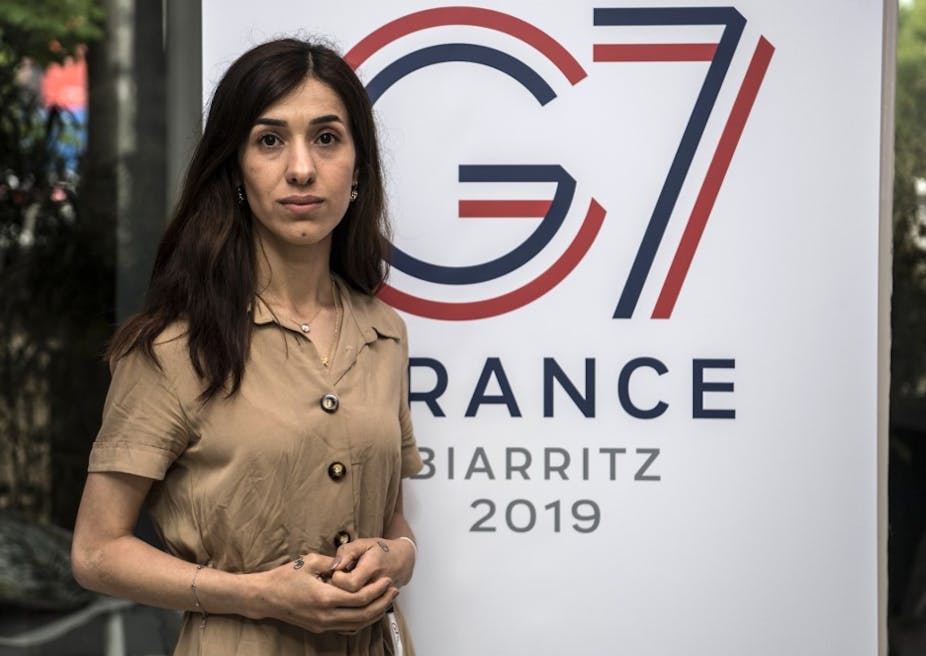 Nadia Murad au G7 en 2019 Biarritz