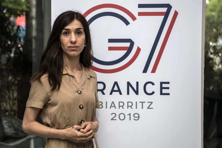 Nadia Murad au G7 en 2019 Biarritz