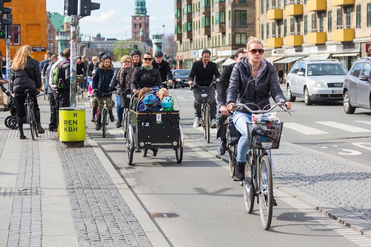 Cyclists in Copenhagen, Denmark.