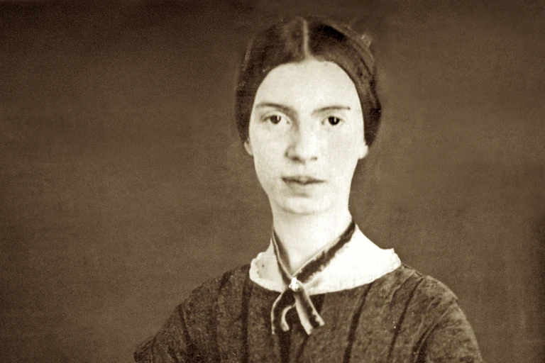 A digitally restored daguerrotype of Emily Dickinson from around 1847.