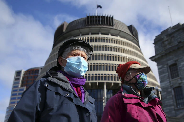 People in Wellington wearing face masks
