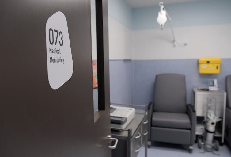 A medical monitoring room within Melbourne's safe injecting facility.