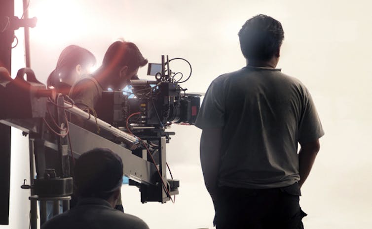 Camera crew at work on a set.