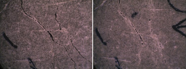 Self-healing concrete embedded with super polymers.